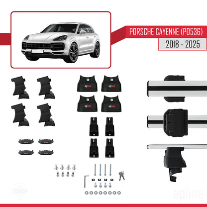 Compatible avec Porsche Cayenne 3 (9YA) 2018-2025 ACE-4 Barres de Toit Railing Porte-Bagages de Voiture Gris Aluminium 2 Barres