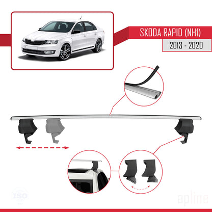 Compatible avec Skoda Rapid (NH1) 2012-2019 ACE-4 Barres de Toit Railing Porte-Bagages de Voiture Gris Aluminium 2 Barres