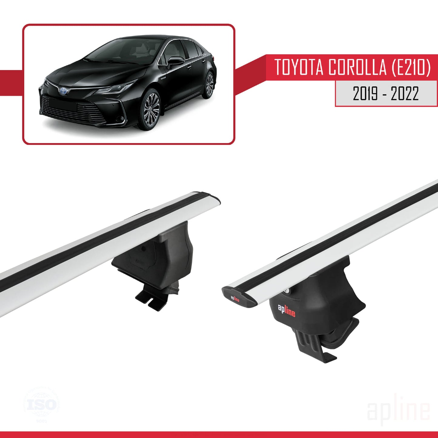 Compatible avec Toyota Corolla 12 (E210) Berline 2019-2022 ACE-4 Barres de Toit Railing Porte-Bagages de Voiture Gris Aluminium 2 Barres