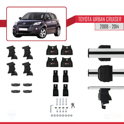 Compatible avec Toyota Urban Cruiser 2008-2014 ACE-4 Barres de Toit Railing Porte-Bagages de Voiture Gris Aluminium 2 Barres