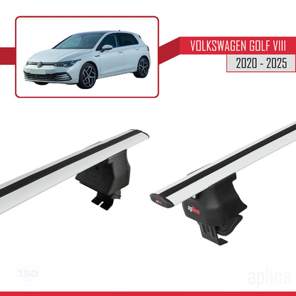 Compatible avec Volkswagen Golf 8 (CD1) 2020-2025 ACE-4 Barres de Toit Railing Porte-Bagages de Voiture Gris Aluminium 2 Barres