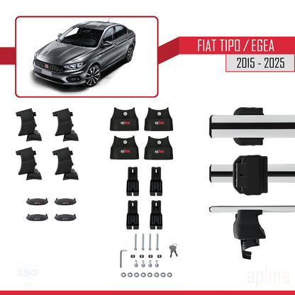 Compatible avec Fiat Egea Berline 2015-2025 ACE-4 Barres de Toit Railing Porte-Bagages de Voiture Gris Aluminium 2 Barres