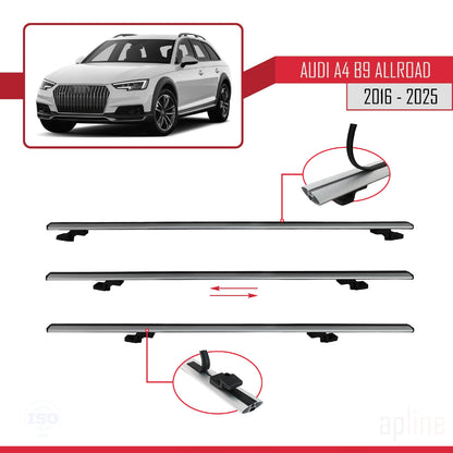 Compatible avec A4 (B9) Allroad 2016-2025 BASIC Model Barres de Toit Railing Porte-Bagages de Voiture Gris Aluminium 2 Barres