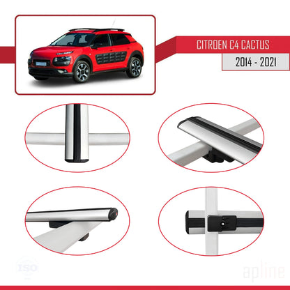Compatible avec Citroen C4 Cactus 2014-2021 BASIC Model Barres de Toit Railing Porte-Bagages de Voiture Gris Aluminium 2 Barres
