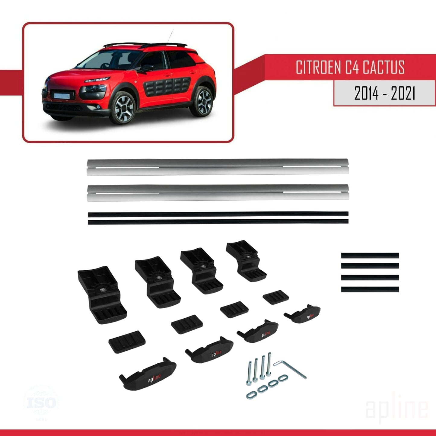 Compatible avec Citroen C4 Cactus 2014-2021 BASIC Model Barres de Toit Railing Porte-Bagages de Voiture Gris Aluminium 2 Barres