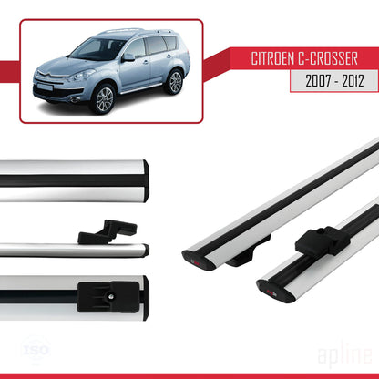 Compatible avec Citroen C-Crosser 2007-2012 BASIC Model Barres de Toit Railing Porte-Bagages de Voiture Gris Aluminium 2 Barres