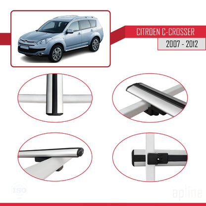 Compatible avec Citroen C-Crosser 2007-2012 BASIC Model Barres de Toit Railing Porte-Bagages de Voiture Gris Aluminium 2 Barres