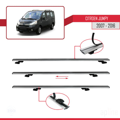 Compatible avec Citroen Jumpy 2 (G9) 2007-2016 BASIC Model Barres de Toit Railing Porte-Bagages de Voiture Gris Aluminium 4 Barres