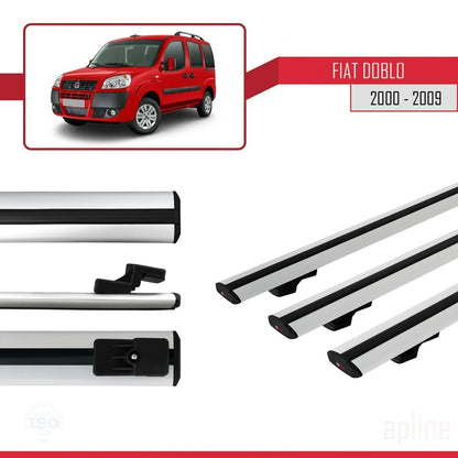 Compatible avec Fiat Doblo 2000-2009 BASIC Model Barres de Toit Railing Porte-Bagages de Voiture Gris Aluminium 3 Barres