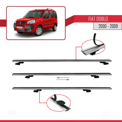 Compatible avec Fiat Doblo 2000-2009 BASIC Model Barres de Toit Railing Porte-Bagages de Voiture Gris Aluminium 4 Barres