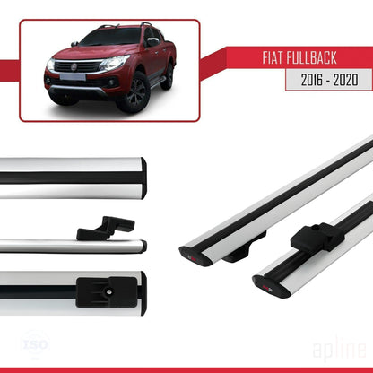 Compatible avec Fiat Fullback 2016-2020 BASIC Model Barres de Toit Railing Porte-Bagages de Voiture Gris Aluminium 2 Barres
