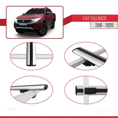 Compatible avec Fiat Fullback 2016-2020 BASIC Model Barres de Toit Railing Porte-Bagages de Voiture Gris Aluminium 2 Barres