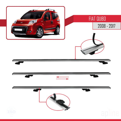 Compatible avec Fiat Qubo 2008-2017 BASIC Model Barres de Toit Railing Porte-Bagages de Voiture Gris Aluminium 4 Barres