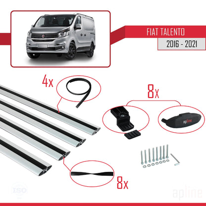 Compatible avec Fiat Talento 2016-2021 BASIC Model Barres de Toit Railing Porte-Bagages de Voiture Gris Aluminium 4 Barres