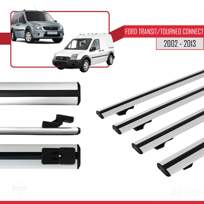 Compatible with Ford Transit/Tourneo Connect 2002-2013 BASIC Model Car Roof Rack Cross Bar Grey Aluminium 4 Bars