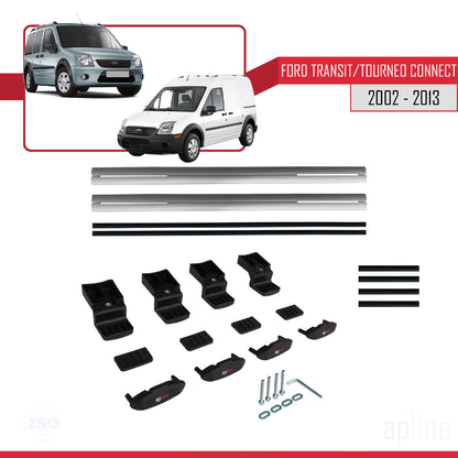 Compatible with Ford Transit/Tourneo Connect 2002-2013 BASIC Model Car Roof Rack Cross Bar Grey Aluminium 2 Bars