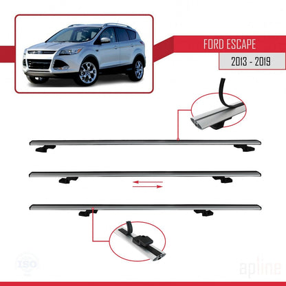 Compatible avec Ford Escape 3 2013-2019 BASIC Model Barres de Toit Railing Porte-Bagages de Voiture Gris Aluminium 3 Barres