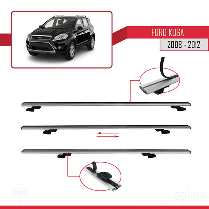 Compatible avec Ford Kuga (C394) 2008-2012 BASIC Model Barres de Toit Railing Porte-Bagages de Voiture Gris Aluminium 2 Barres