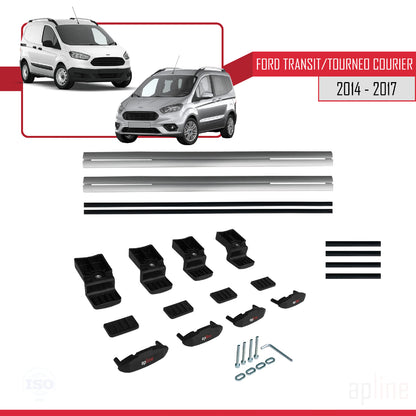 Compatible with Ford Transit/Tourneo Courier Pre-Facelift 2014-2017 BASIC Model Car Roof Rack Cross Bar Grey Aluminium 2 Bars