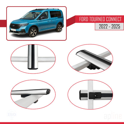Compatible with Ford Transit/Tourneo Connect 3 2022-2025 BASIC Model Car Roof Rack Cross Bar Grey Aluminium 2 Bars