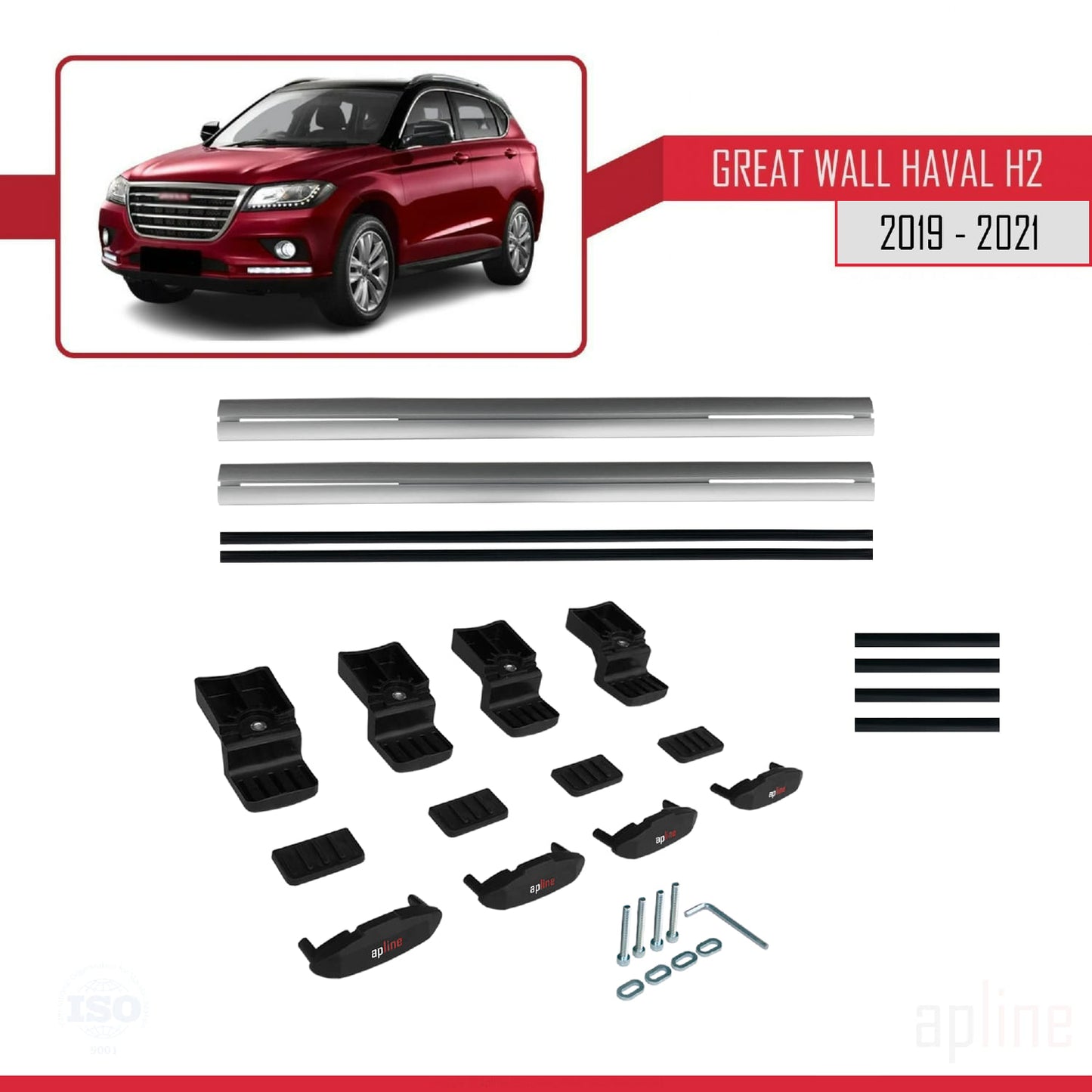 Compatible with Great Wall Haval H2 2019-2021 BASIC Model Car Roof Rack Cross Bar Grey Aluminium 2 Bars