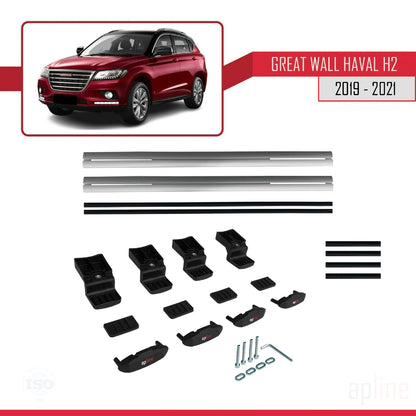 Compatible with Great Wall Haval H2 2019-2021 BASIC Model Car Roof Rack Cross Bar Grey Aluminium 2 Bars