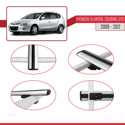 Compatible avec Hyundai Elantra Touring (FD) 2009-2012 BASIC Model Barres de Toit Railing Porte-Bagages de Voiture Gris Aluminium 2 Barres