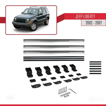 Compatible avec Jeep Liberty 2002-2007 BASIC Model Barres de Toit Railing Porte-Bagages de Voiture Gris Aluminium 3 Barres