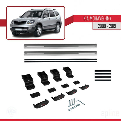 Compatible with Kia Mohave (HM) 2008-2019 BASIC Model Car Roof Rack Cross Bar Grey Aluminium 2 Bars