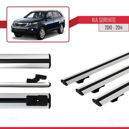 Compatible with Kia Sorento 2 (XM) 2010-2014 BASIC Model Car Roof Rack Cross Bar Grey Aluminium 3 Bars