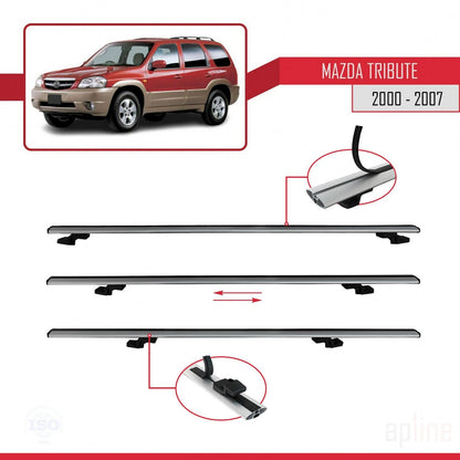 Compatible avec Mazda Tribute 2000-2007 BASIC Model Barres de Toit Railing Porte-Bagages de Voiture Gris Aluminium 3 Barres
