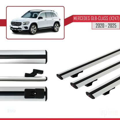 Compatible with Mercedes GLB Class (X247) 2020-2025 BASIC Model Car Roof Rack Cross Bar Grey Aluminium 3 Bars