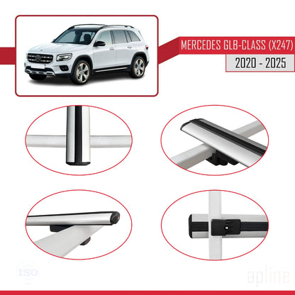 Compatible with Mercedes GLB Class (X247) 2020-2025 BASIC Model Car Roof Rack Cross Bar Grey Aluminium 3 Bars