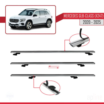 Compatible with Mercedes GLB Class (X247) 2020-2025 BASIC Model Car Roof Rack Cross Bar Grey Aluminium 3 Bars