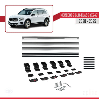 Compatible with Mercedes GLB Class (X247) 2020-2025 BASIC Model Car Roof Rack Cross Bar Grey Aluminium 3 Bars