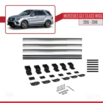 Compatible with Mercedes GLE Class 3 (W166) 2015-2018 BASIC Model Car Roof Rack Cross Bar Grey Aluminium 3 Bars