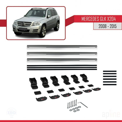 Compatible with Mercedes GLK Class (X204) 2008-2015 BASIC Model Car Roof Rack Cross Bar Grey Aluminium 3 Bars