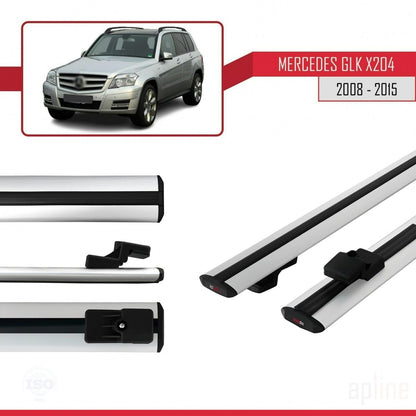 Compatible with Mercedes GLK Class (X204) 2008-2015 BASIC Model Car Roof Rack Cross Bar Grey Aluminium 2 Bars