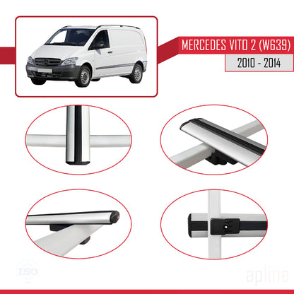 Compatible with Mercedes Vito 2 (W639) Post-Facelift 2010-2014 BASIC Model Car Roof Rack Cross Bar Grey Aluminium 4 Bars