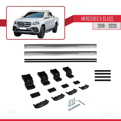 Compatible avec Mercedes Classe X (470) 2018-2020 BASIC Model Barres de Toit Railing Porte-Bagages de Voiture Gris Aluminium 2 Barres