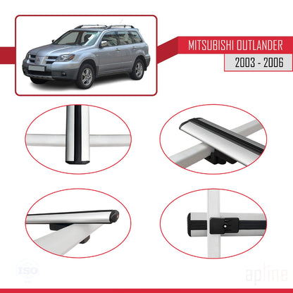 Compatible with Mitsubishi Outlander 2003-2006 BASIC Model Car Roof Rack Cross Bar Grey Aluminium 3 Bars