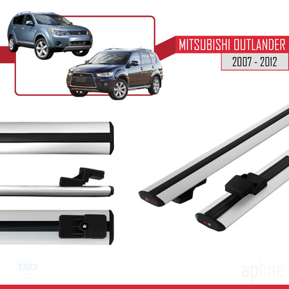 Compatible avec Mitsubishi Outlander 2 2007-2012 BASIC Model Barres de Toit Railing Porte-Bagages de Voiture Gris Aluminium 2 Barres