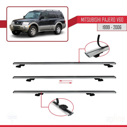 Compatible with Mitsubishi Pajero (V60) 5 Kapı 1999-2006 BASIC Model Car Roof Rack Cross Bar Grey Aluminium 2 Bars