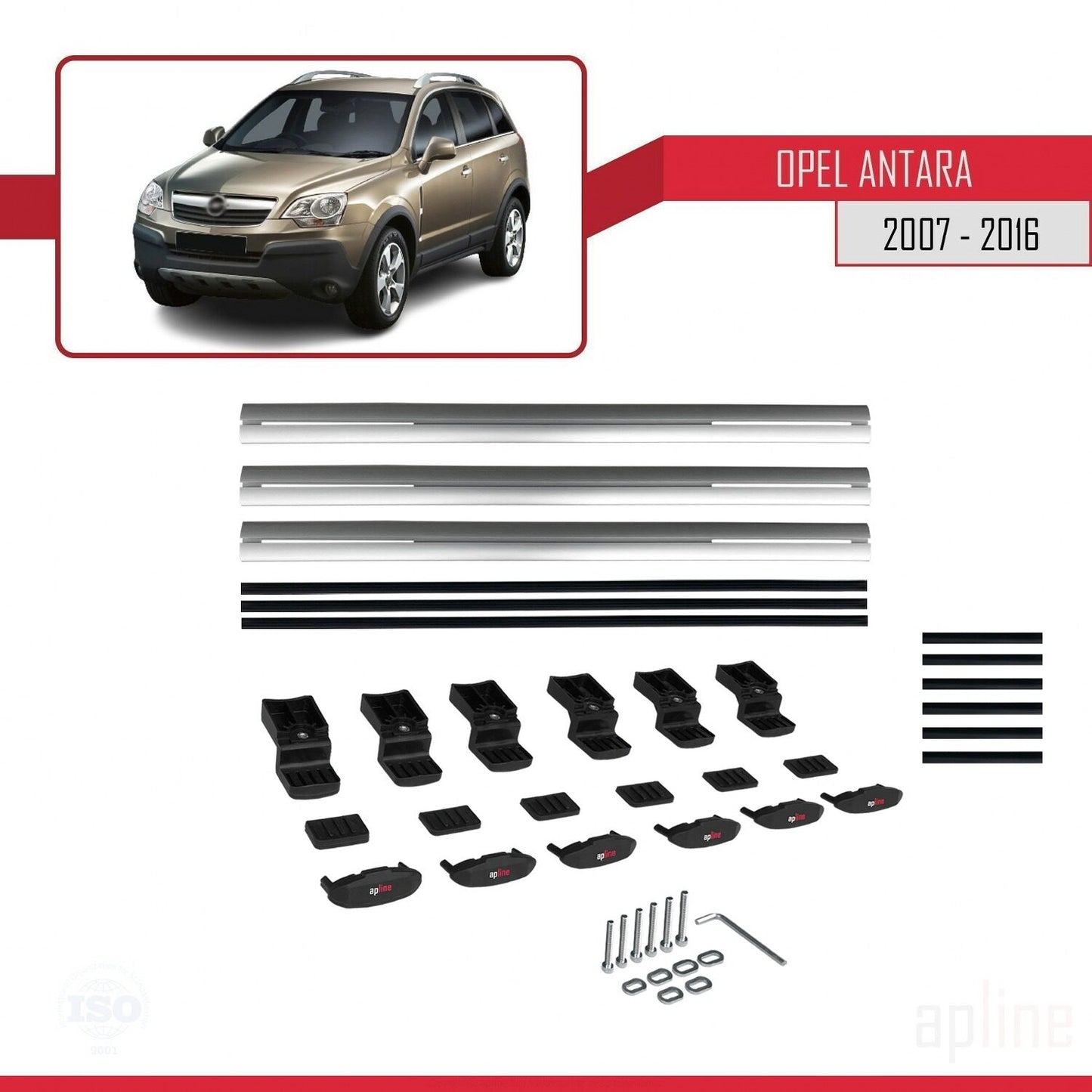 Compatible avec Opel Antara 2007-2016 BASIC Model Barres de Toit Railing Porte-Bagages de Voiture Gris Aluminium 3 Barres