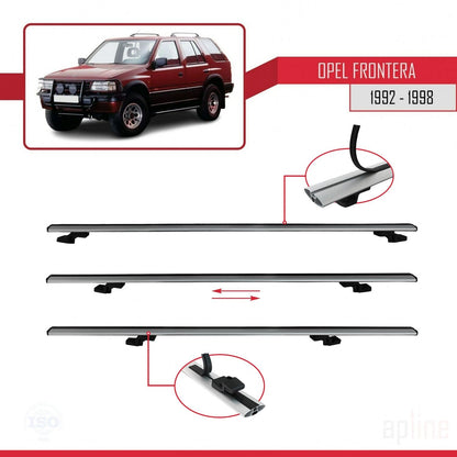 Compatible avec Opel Frontera 1992-1998 BASIC Model Barres de Toit Railing Porte-Bagages de Voiture Gris Aluminium 2 Barres