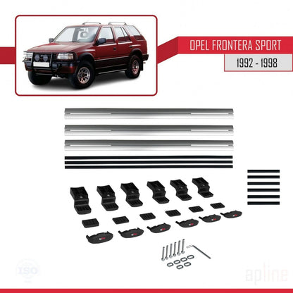 Compatible avec Opel Frontera Sport 1992-1998 BASIC Model Barres de Toit Railing Porte-Bagages de Voiture Gris Aluminium 3 Barres