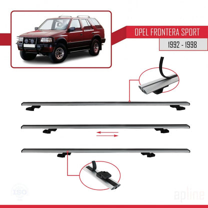 Compatible avec Opel Frontera Sport 1992-1998 BASIC Model Barres de Toit Railing Porte-Bagages de Voiture Gris Aluminium 2 Barres