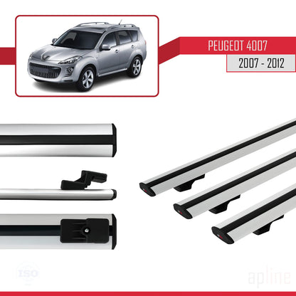 Compatible avec Peugeot 4007 2007-2012 BASIC Model Barres de Toit Railing Porte-Bagages de Voiture Gris Aluminium 3 Barres