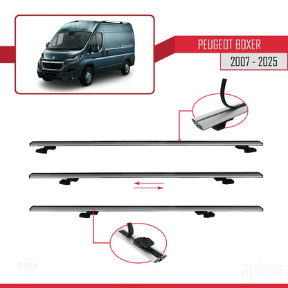 Compatible avec Peugeot Boxer 2 2007-2025 BASIC Model Barres de Toit Railing Porte-Bagages de Voiture Gris Aluminium 4 Barres