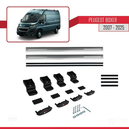 Compatible avec Peugeot Boxer 2 2007-2025 BASIC Model Barres de Toit Railing Porte-Bagages de Voiture Gris Aluminium 2 Barres